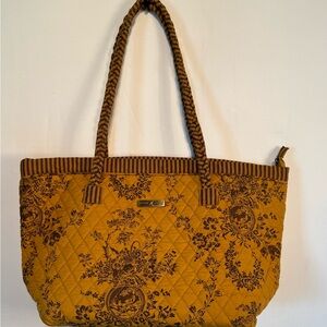 Chic Mustard and Brown Floral Tote